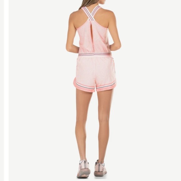K-Swiss Cross Court Pink Stripe Tennis Romper Size Medium - Picture 4 of 10